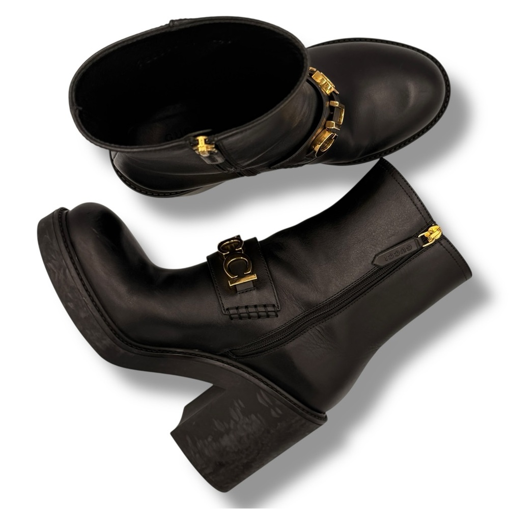 Gucci Logo Ankle Boots Black Leather – EU 37 - Picture 7 of 16